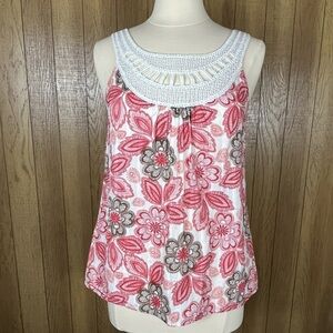 LOFT Pink and Brown Floral Camisole